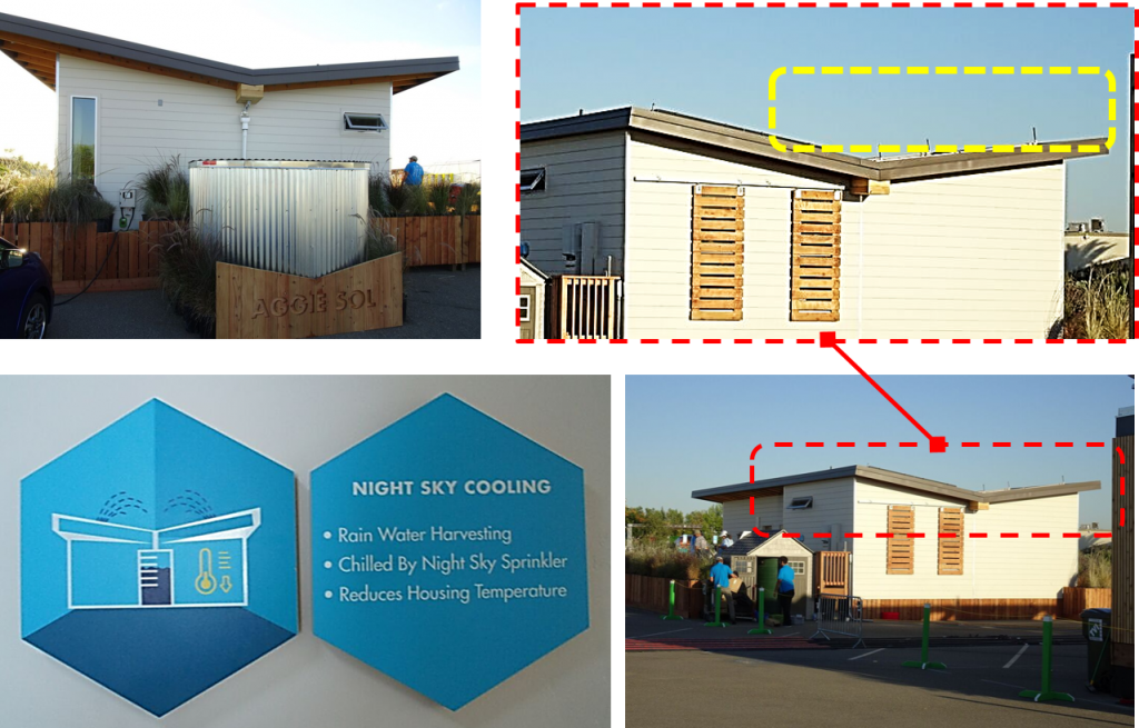 The use of evaporative and radiative cooling to cool the sprinkled water during night
